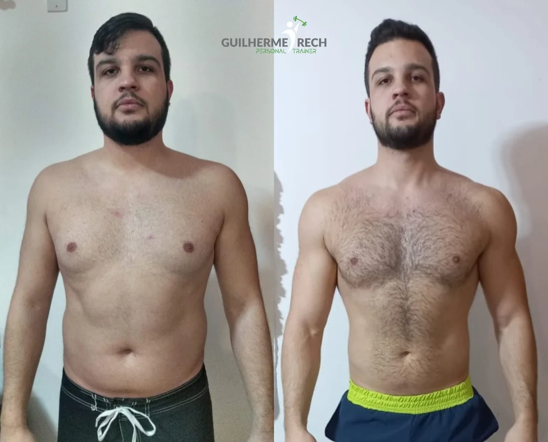 Comparativo frontal de aluno, com a marca Guilherme Rech no topo